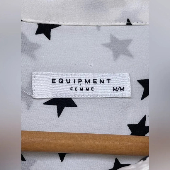 Equipment Star Print Long Sleeve Silk Blouse medium - Picture 8 of 13